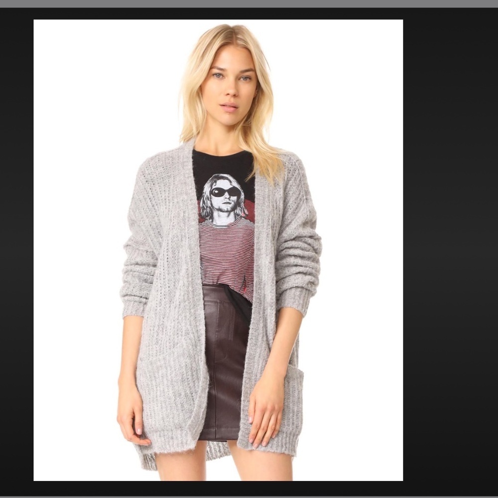 Free People Weekend Getaway Gray 87% Alpaca / 13% Nylon Blend Cardigan  XS